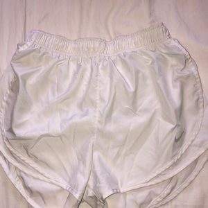 white nike dri-fit running shorts